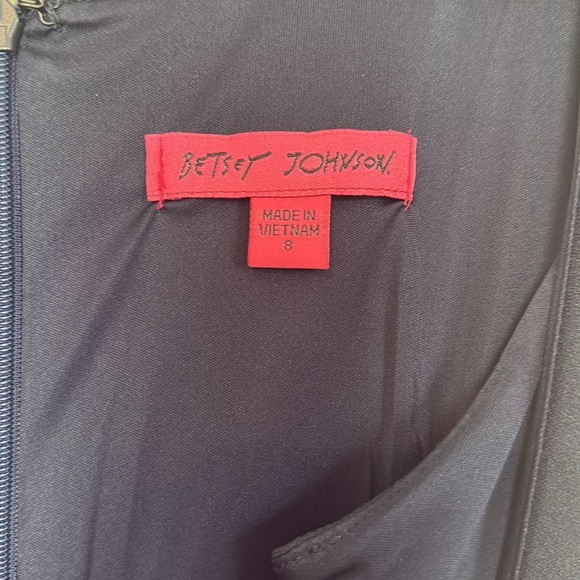 Betsey Johnson Women's Navy Blue Scuba Crepe Embroidered Midi Dress Size 8 - Picture 6 of 10